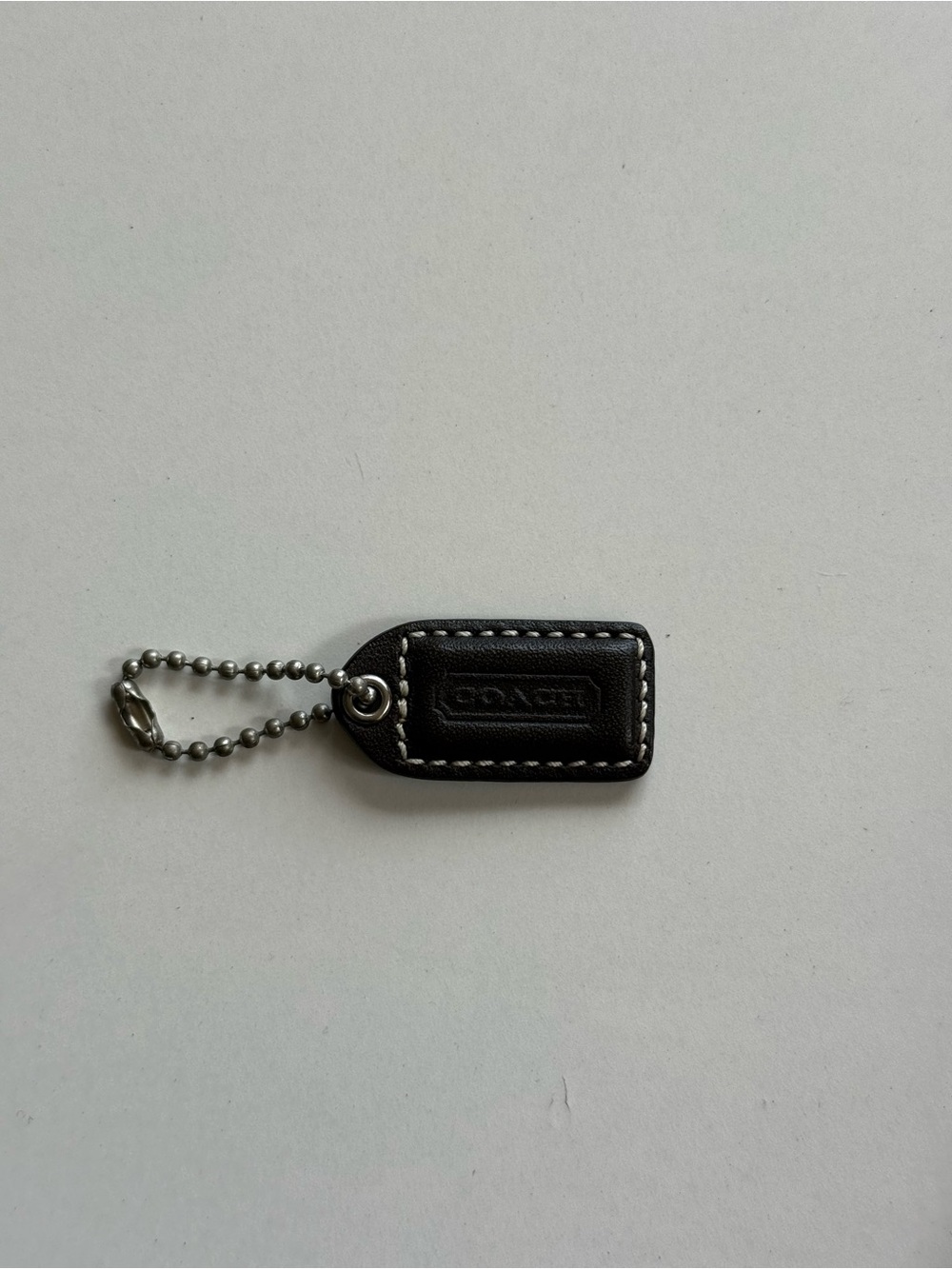 Coach Leather hangTag with Silver Ball Chain